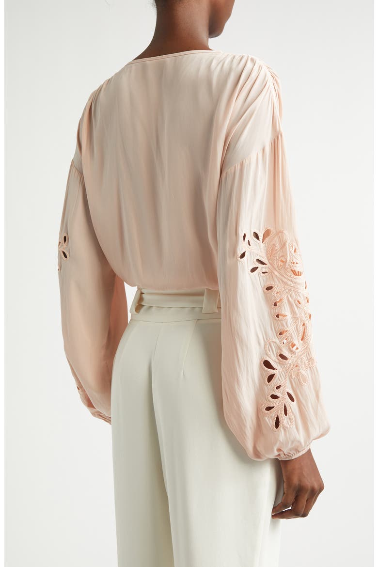 Zenaida Floral Cutout Woven Shirt, Alternate, color, DARK BLUSH