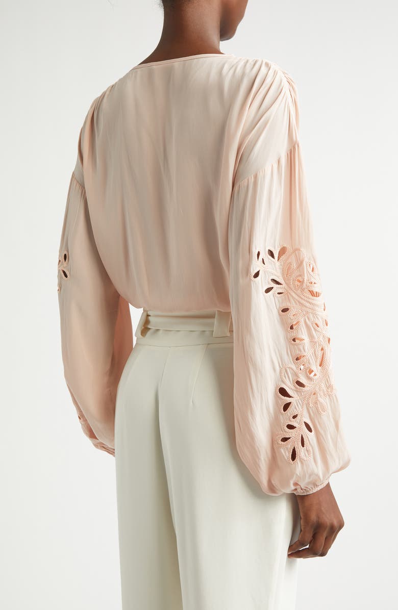 Ramy Brook Zenaida Floral Cutout Woven Shirt, Alternate, color, Dark Blush