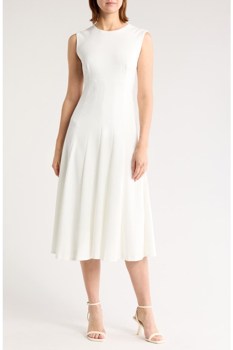 Scuba Crepe Fit & Flare Dress, Main, color, CREAM