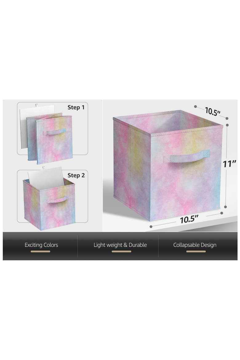 6-Pack Foldable Storage Cube Bins, Alternate, color, PASTEL COLORS