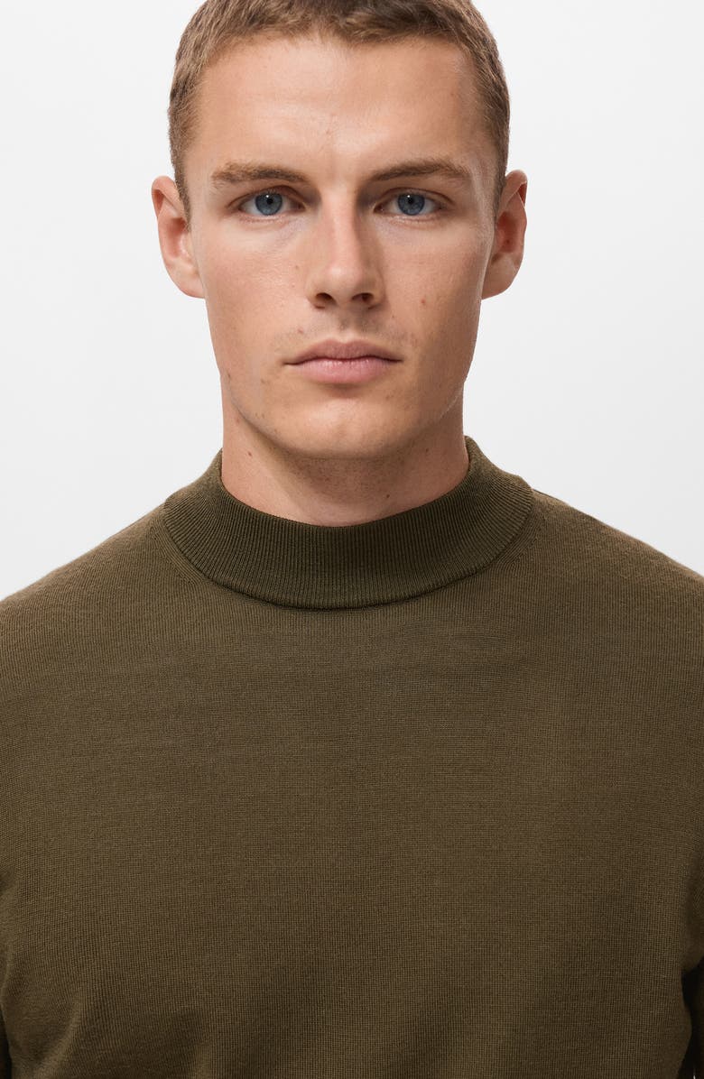 MANGO Turtleneck Wool Sweater, Alternate, color, Olive Green