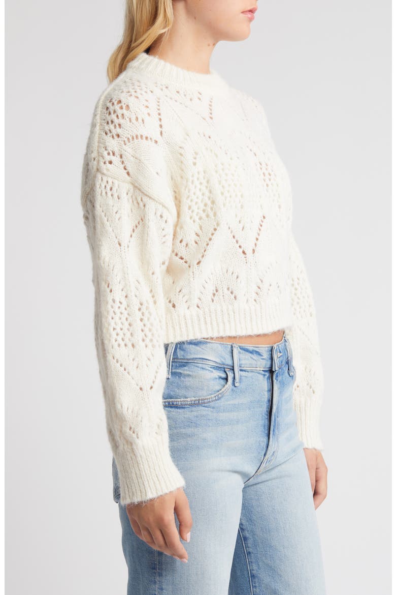 Pointelle Crewneck Sweater, Alternate, color, IVORY
