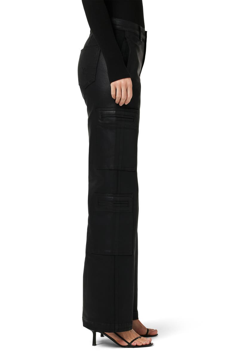 Hudson Jeans High Waist Wide Leg Cargo Pants, Alternate, color, Coated Black Beauty