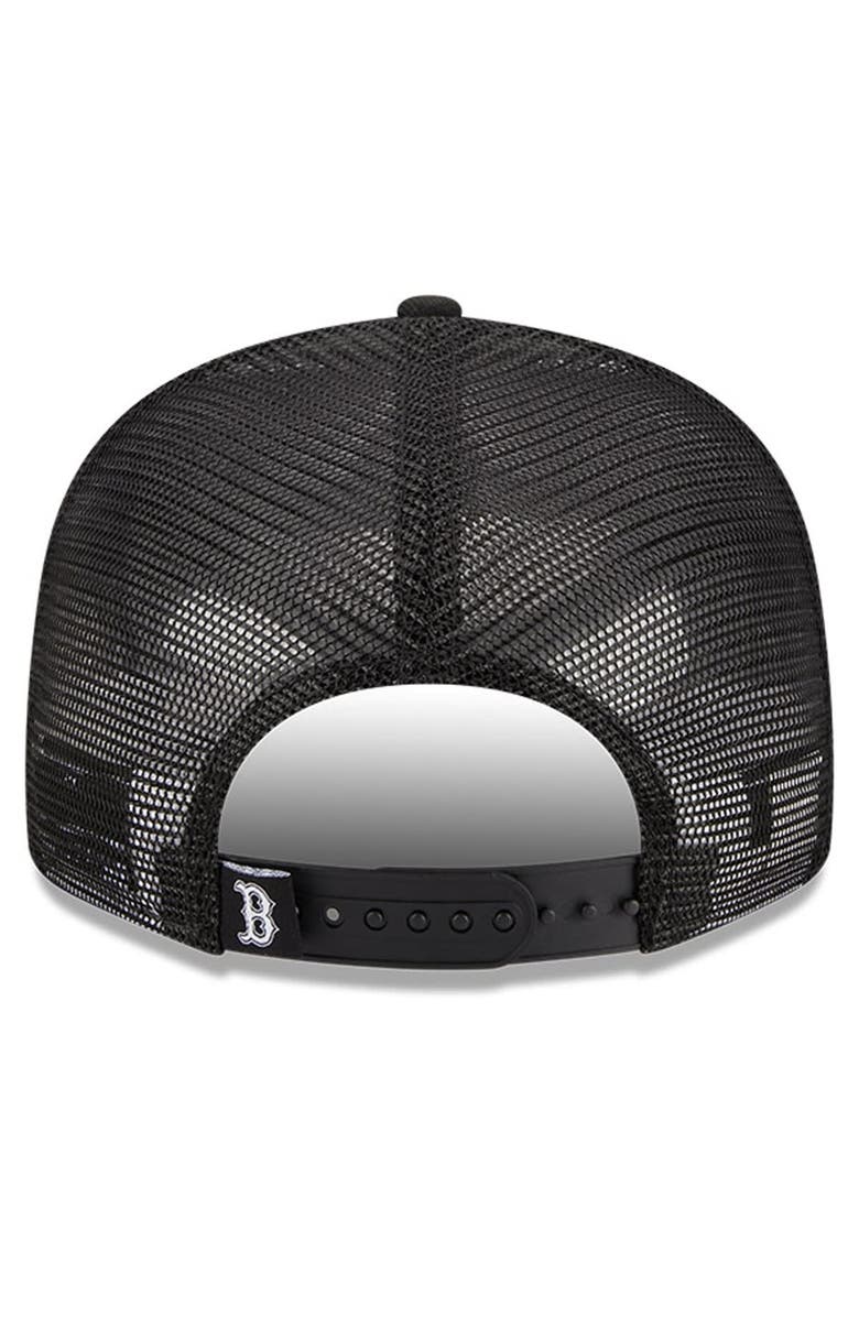 New Era Men's New Era Black Boston Red Sox Diamond Vert Trucker 9FIFTY Snapback Hat, Alternate, color, 