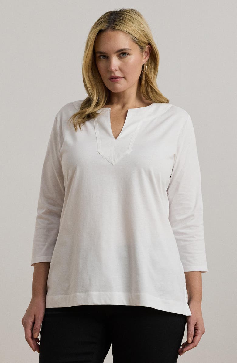 Lauren Ralph Lauren Split Neck Tunic, Alternate, color, White
