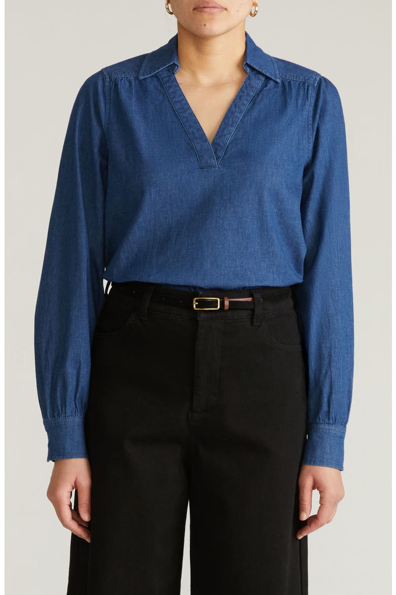 Maisie Chambray Top, Main, color, VINTAGE INDIGO BLUE