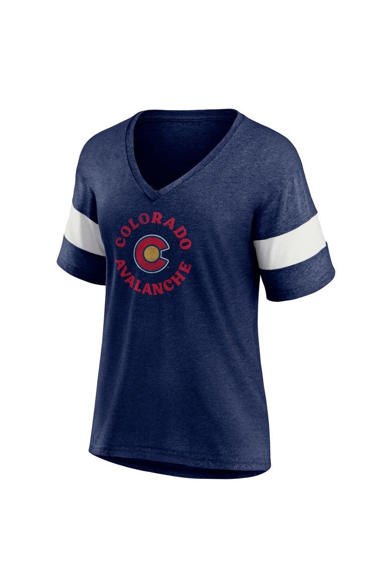 Women's Fanatics Branded Heather Navy Colorado Avalanche Special Edition 2.0 Ring The Alarm Tri-Blend V-Neck T-Shirt, Alternate, color, Heather Navy