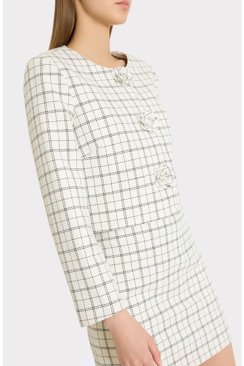 Mika Plaid Crop Jacket, Alternate, color, WHITE/ BLACK