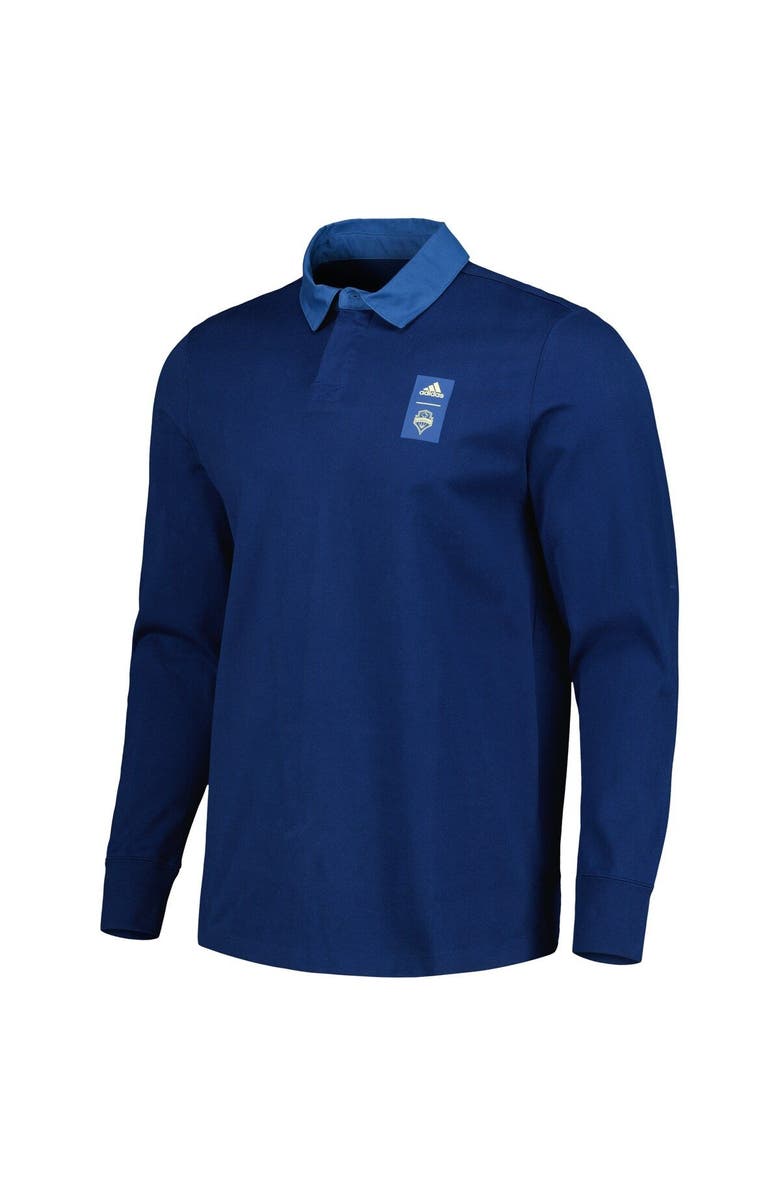 adidas Men's adidas 2023 Player Navy Seattle Sounders FC Travel Long Sleeve Polo, Alternate, color, Navy