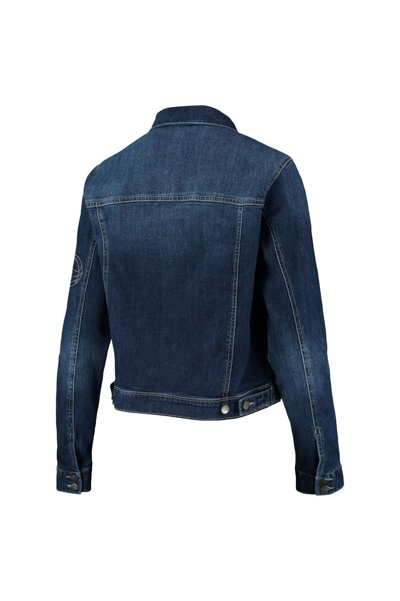 Women's Lusso Blue Brooklyn Nets Georgie Swarovski Crystals Button-Up Denim Jacket, Alternate, color, Blue