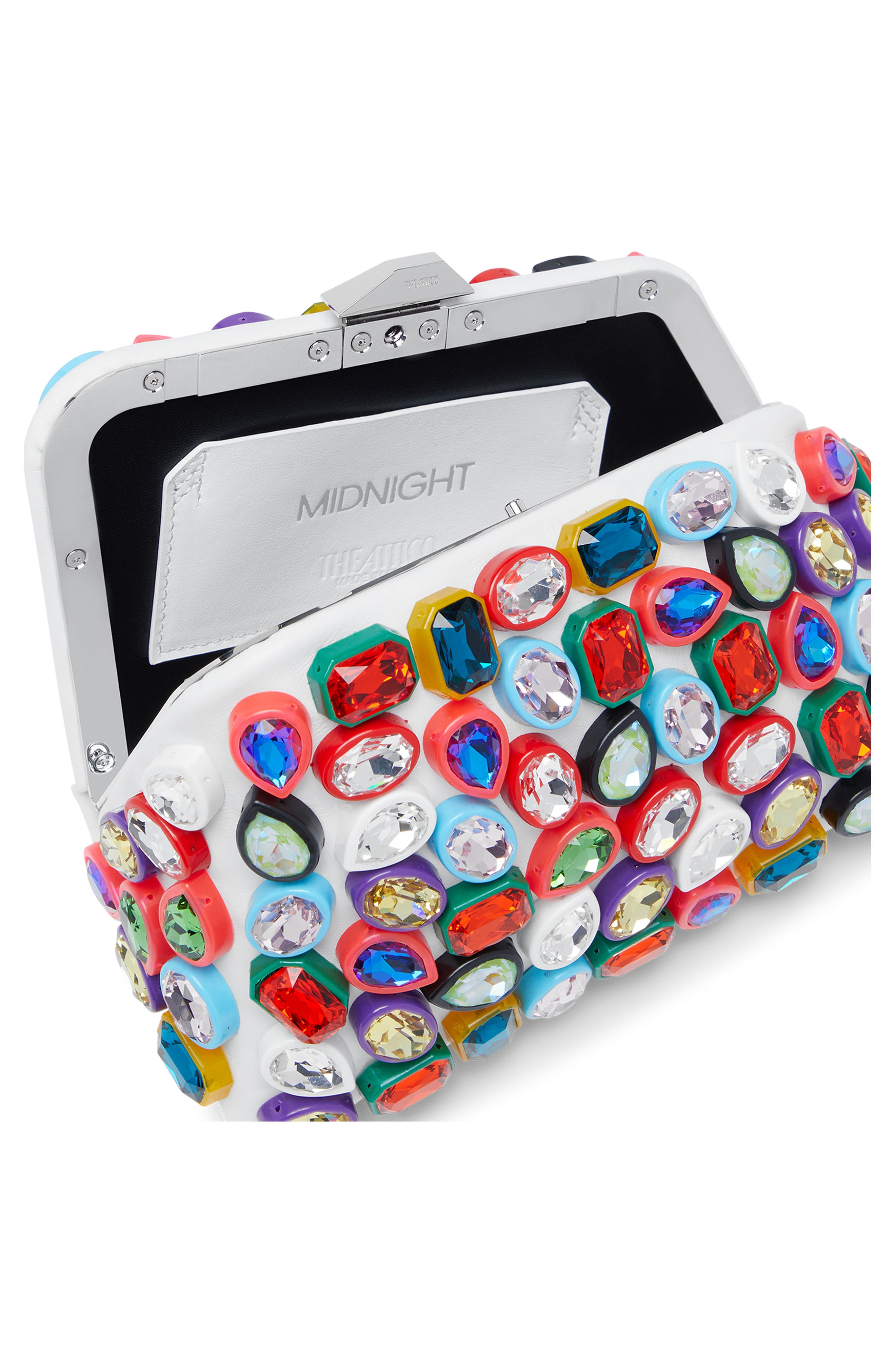 The Attico Midnight Rhinestone Frame Clutch, Alternate, color, 