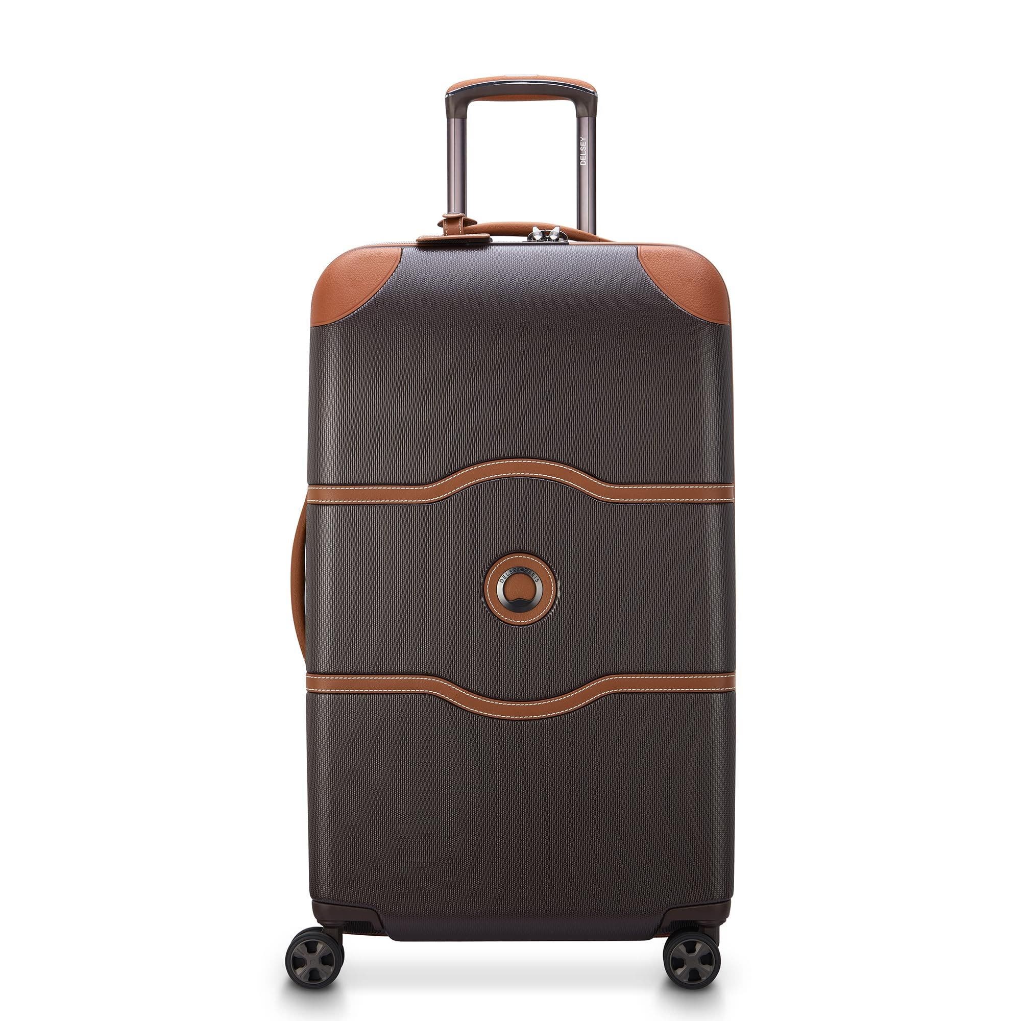 Delsey Paris Chatelet Air 2.0 Medium Checked-26 Inch Hardside Luggage Trunk with Spinner Wheels, Main, color, Chocolate Brown