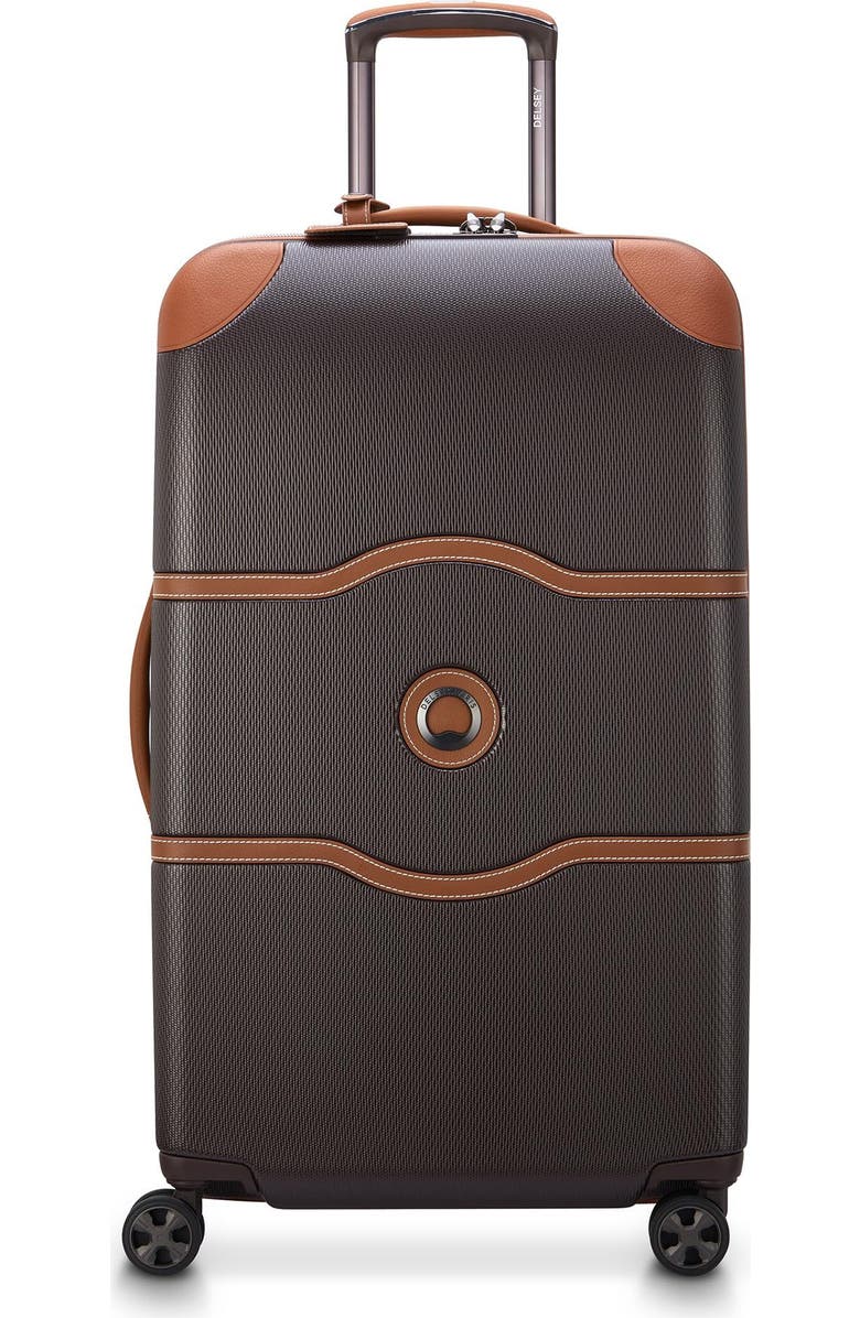 Delsey Paris Chatelet Air 2.0 Medium Checked-26 Inch Hardside Luggage Trunk with Spinner Wheels, Main, color, Chocolate Brown