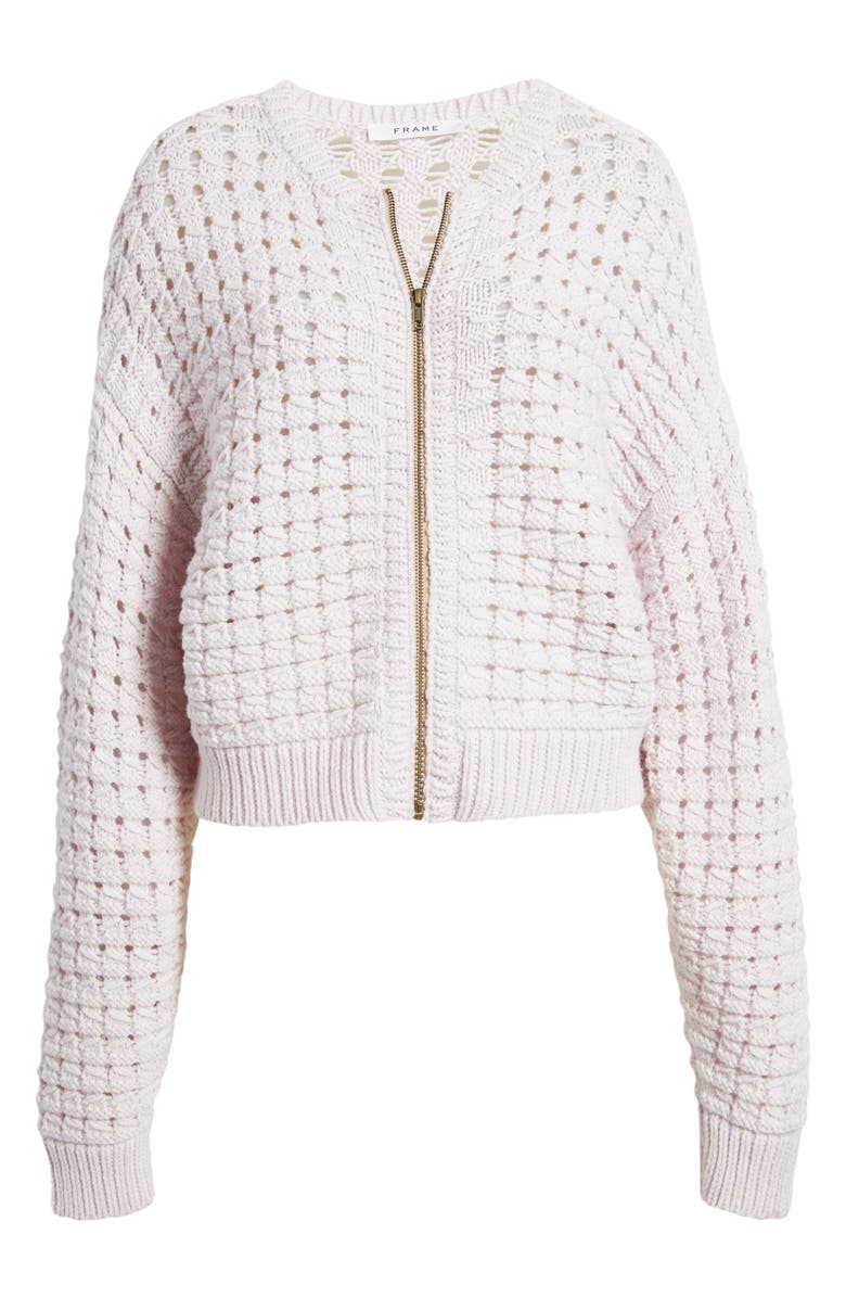 FRAME Open Stitch Front Zip Cardigan, Alternate, color, 