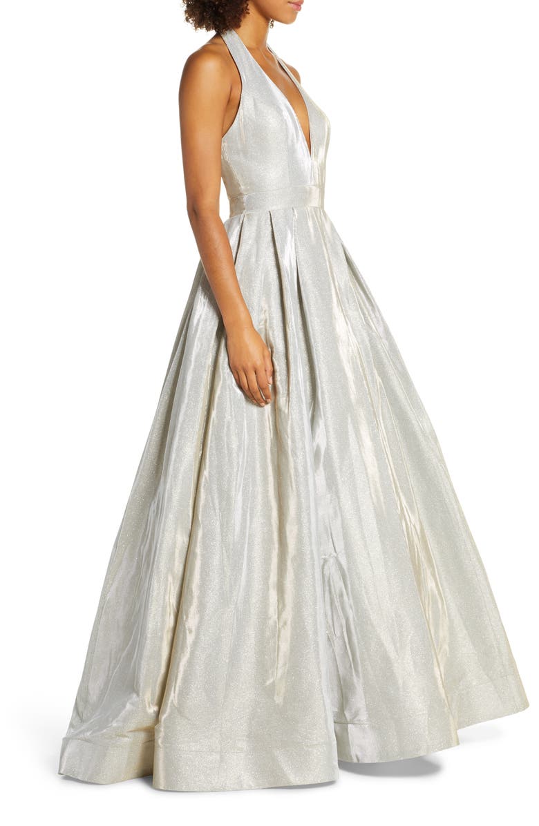 Ieena for Mac Duggal Mac Duggal Shimmering Halter Neck Ballgown, Alternate, color,