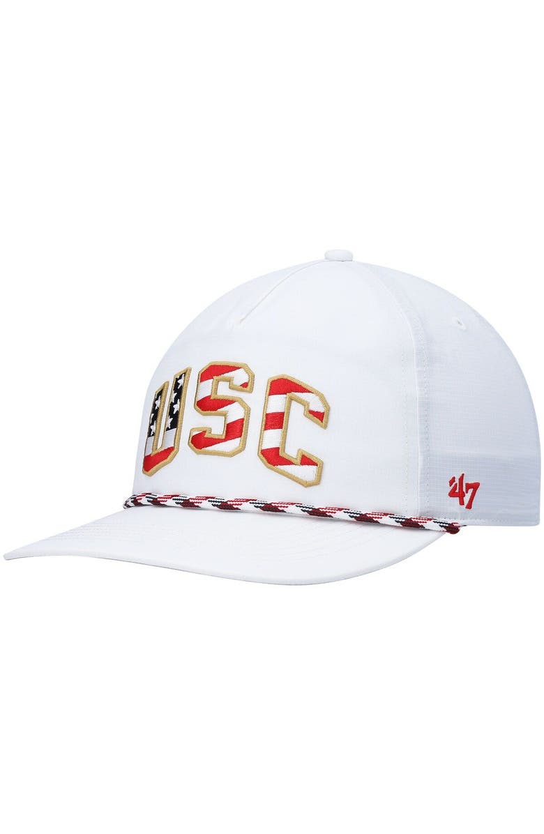 '47 Men's '47 White USC Trojans Stars and Stripes Flag Flutter Hitch Snapback Hat, Main, color, 