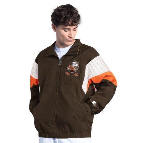 Men's Starter Brown Cleveland Browns Yard Line Vintage Logo Full-Zip Jacket