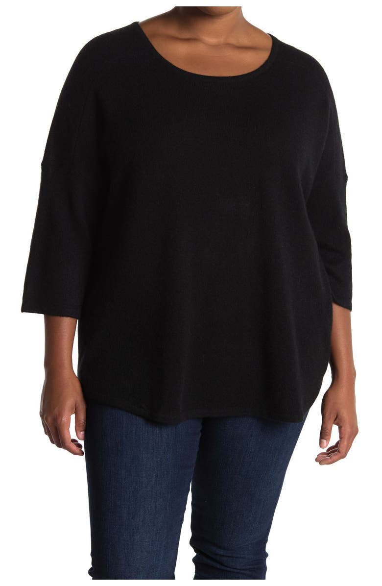Griffen Pleated Back Crew Neck Cashmere Sweater, Alternate, color, 