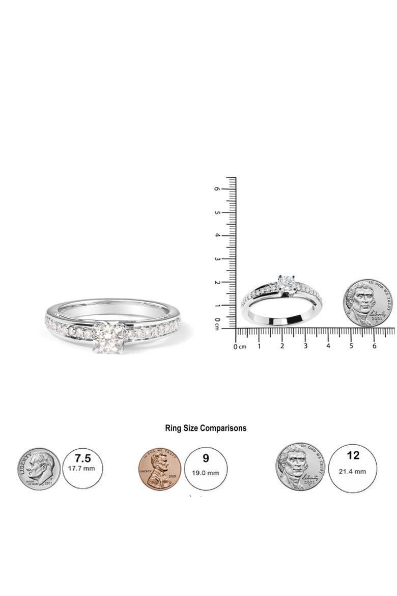 14K White Gold 1/2 Cttw Diamond Solitaire Pave Set Engagement Ring, Alternate, color, White
