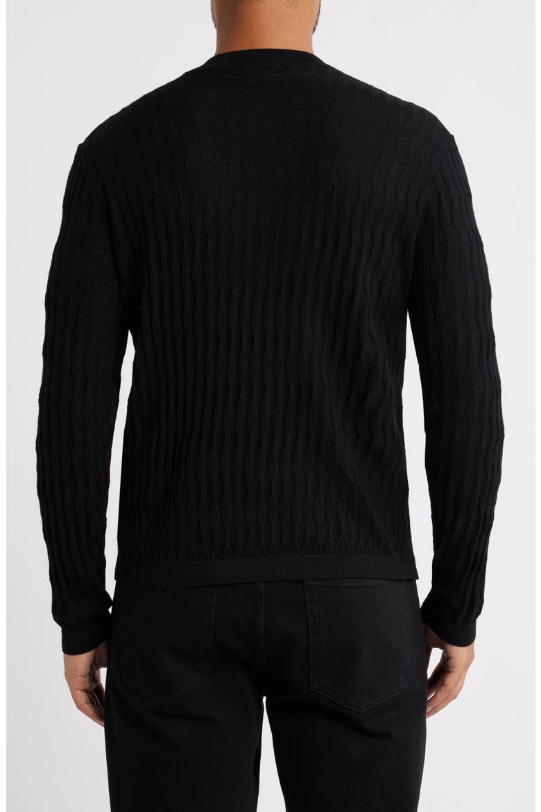 Tonal Diamond Wool Sweater, Alternate, color, SOLID BLACK
