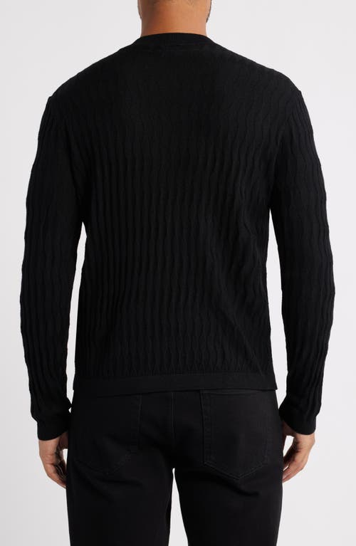 Emporio Armani Tonal Diamond Wool Sweater In Black