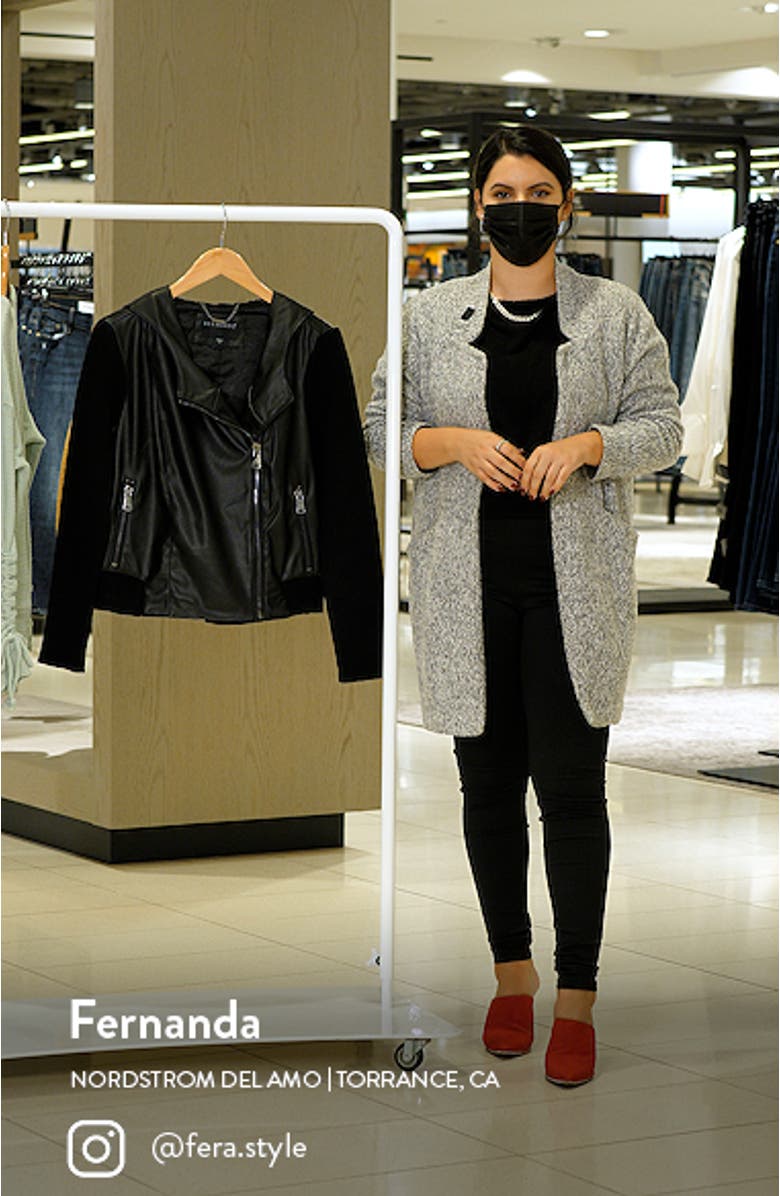 Faux Leather & Knit Moto Jacket, sales video thumbnail