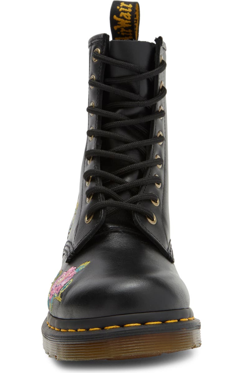 Dr. Martens 1460 Vonda II Flower Embroidered Boot, Alternate, color, Black
