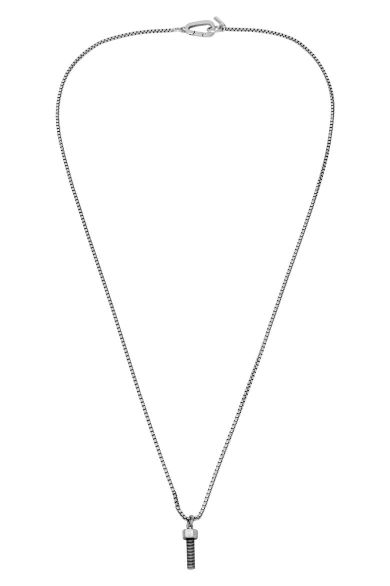 Men's Screw Pendant Necklace, Alternate, color, RHODIUM
