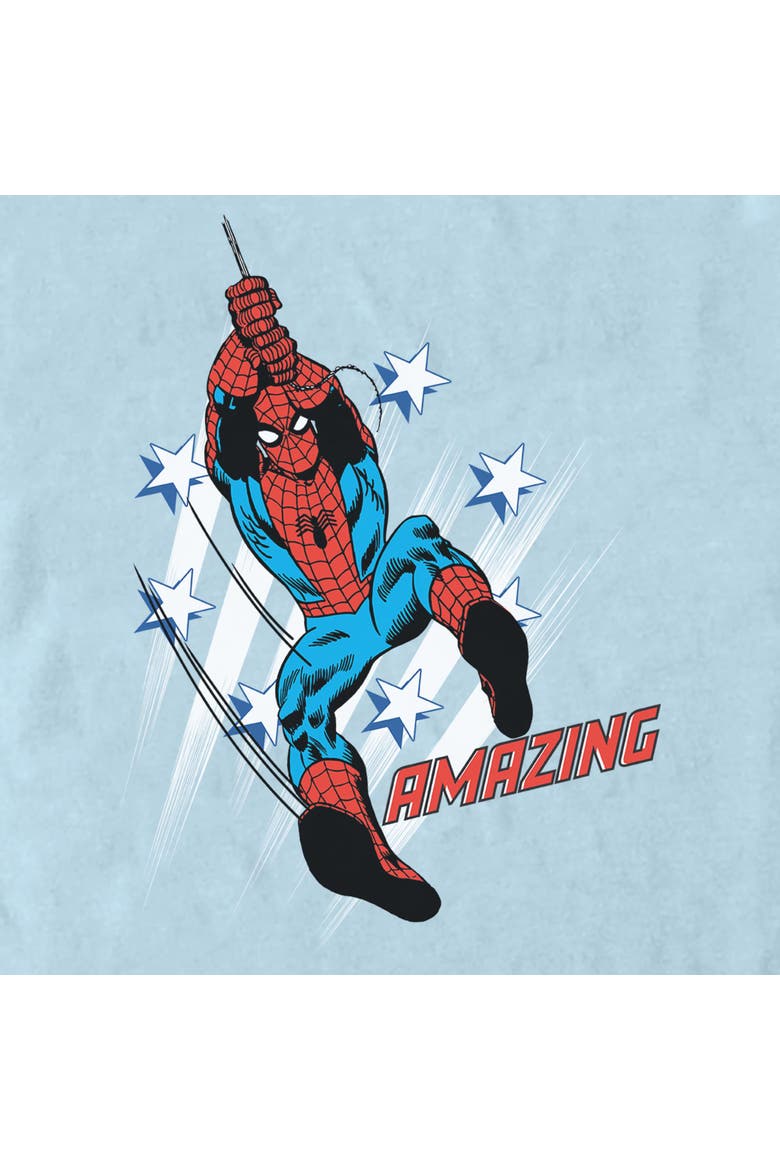 Men's Marvel Spider-Man Amazing Stars Pose  Graphic T-Shirt, Alternate, color, Light Blue