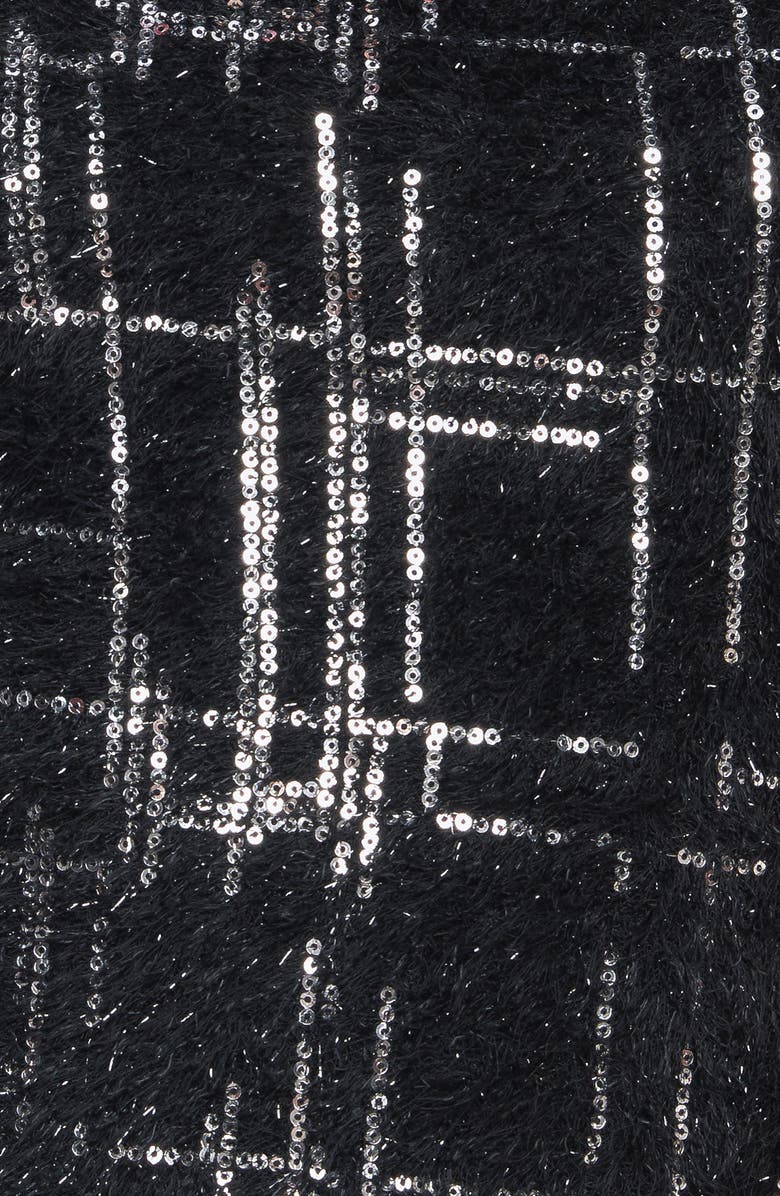 FLYING TOMATO Sequin Eyelash Knit Puff Sleeve Top, Alternate, color, Black