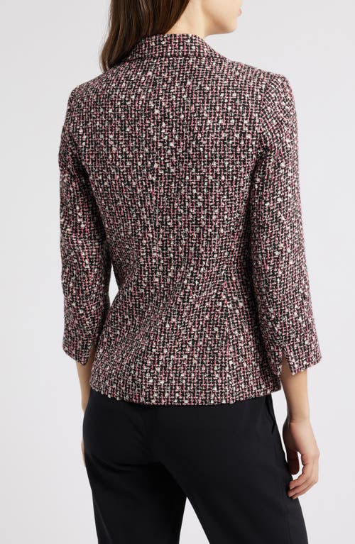 Shop Anne Klein One Button Tweed Blazer In Anne Black Multi