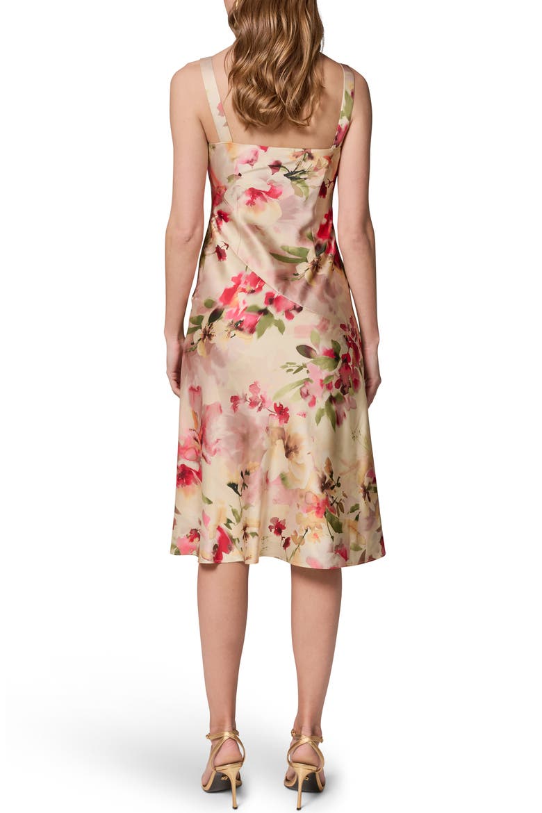 Floral Cowl Neck Satin Dress, Alternate, color, EGGSHELL MULTI
