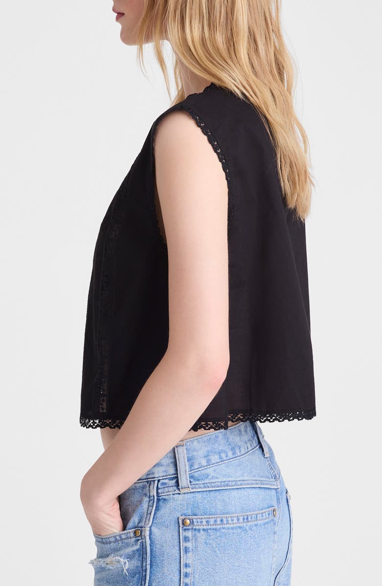 Madewell Embroidered Lace Insert Top, Alternate, color, Jet Black