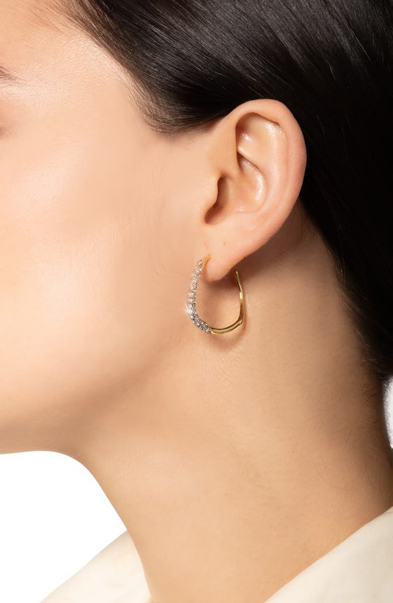 Alexis Bittar Solanales Crystal Pavé Hoop Earrings, Alternate, color, Champagne