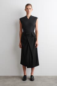 COS Draped Wool Wrap-Effect Midi Skirt