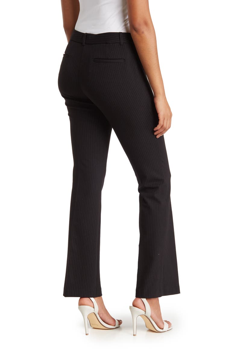 Pinstripe Slim Knit Pants, Alternate, color, BLACK
