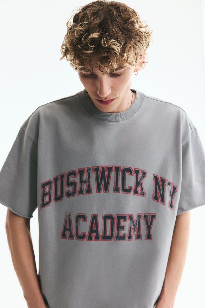 Oversized Fit Boxy-style T-shirt, Alternate, color, Gray/Bushwick NY