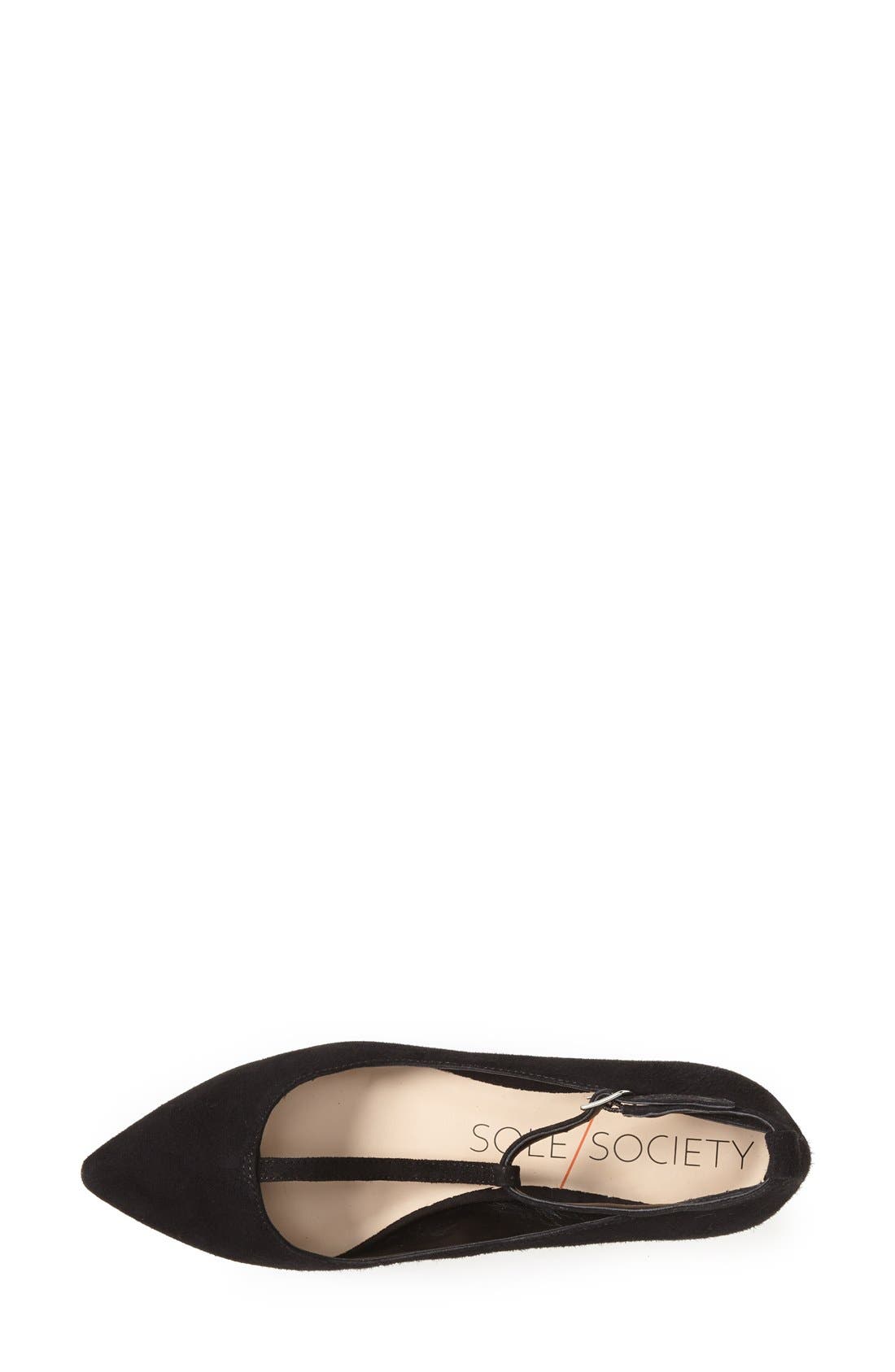 'Ivy' T-Strap Flat, Alternate, color, BLACK