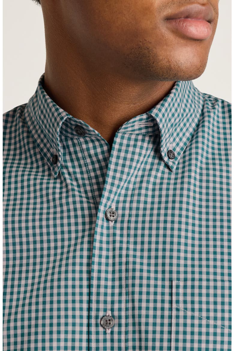 Everyday Slim Fit Gingham Stretch Button-Down Oxford Shirt, Alternate, color, TEAL PINK RALEIGH GINGHAM