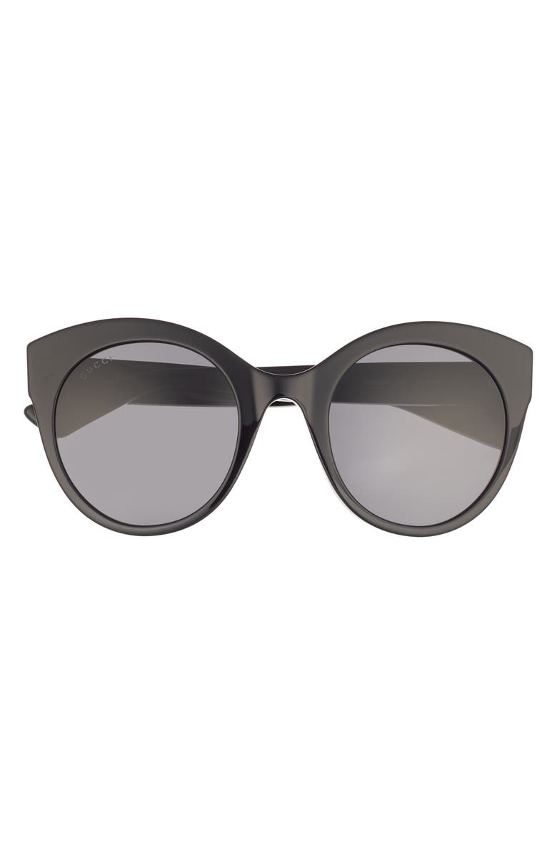 Gucci Best 52mm Cat Eye Sunglasses, Main, color, Black Black Grey