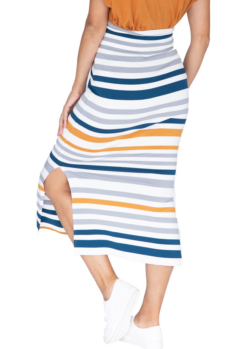 Stripe Maternity Midi Skirt, Alternate, color, WHITE