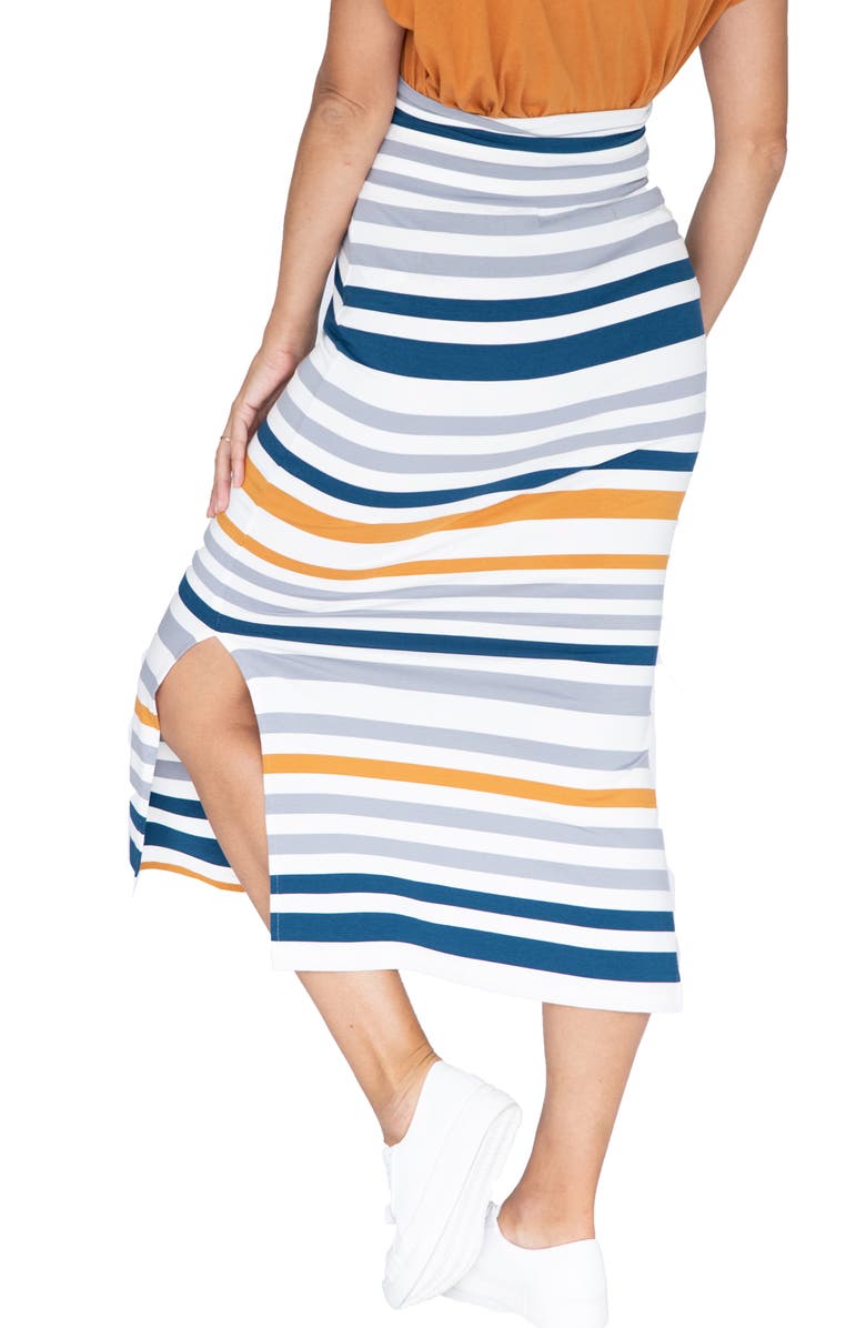 Angel Maternity Stripe Maternity Midi Skirt, Alternate, color, White