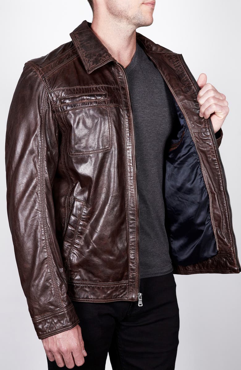 Missani Le Collezioni Turkish Washed Lamb Leather Jacket, Alternate, color, Brown