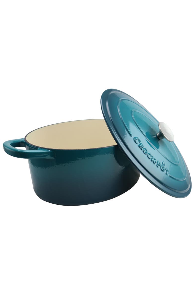 7 Quart Enameled Cast Iron Oval Dutch Oven, Alternate, color, Blue