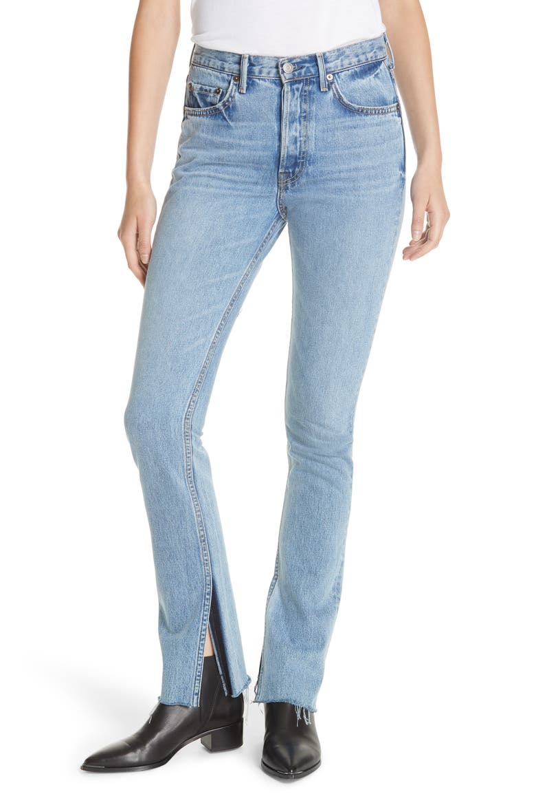 Addison Split Hem Boot Leg Jeans, Main, color, TOUCH THE FLOOR