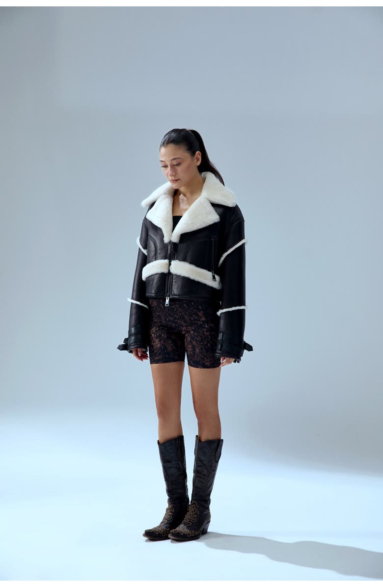 PCFG Your *Itch Furry Leather Jacket, Alternate, color, Black