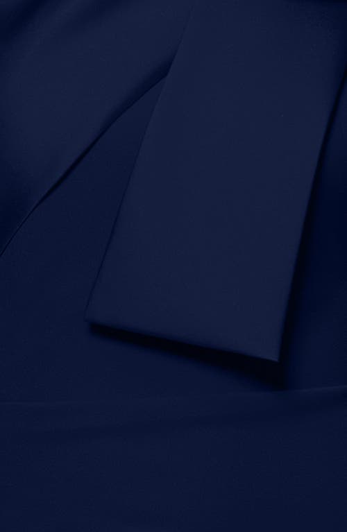 Betsy & Adam Bow Detail One-shoulder Scuba Crepe Cocktail Sheath Dress In Blue