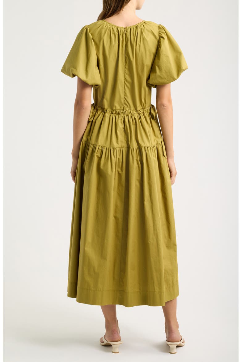 Smocked Puff Sleeve Midi Dress, Alternate, color, CITRON