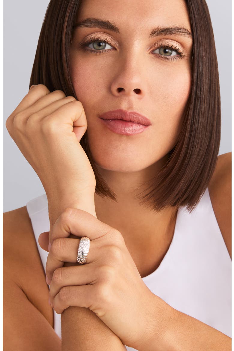 Signature Caviar Pavé Diamond Ring, Alternate, color, SILVER DIAMOND