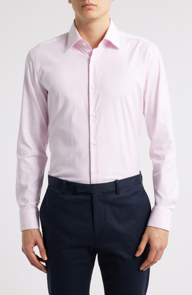 BOSS Hank Kent Performance Twill Dress Shirt, Main, color, Light Pink